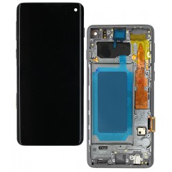 Дисплей для Samsung G973 Galaxy S10, черный, с тачскрином, с рамкой, оригинал (переклеено стекло) Дисплей для Samsung G973 Galaxy S10, черный, с тачскрином, с рамкой, оригинал (переклеено стекло)