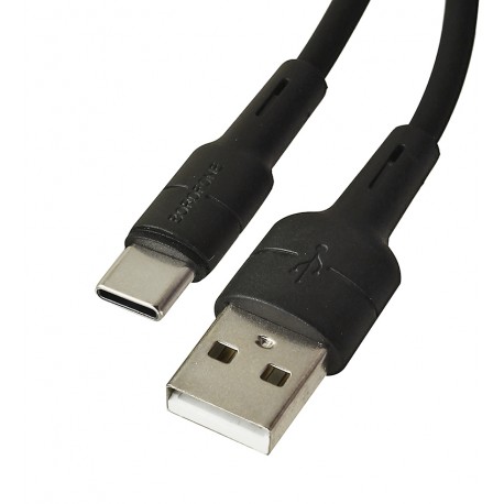 Кабель Type-C - USB, Borofone BX30, 1 м, 3А, силиконовый, черный