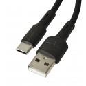 Кабель Type-C - USB, Borofone BX30, 1 м, 3А, силіконовий, чорний