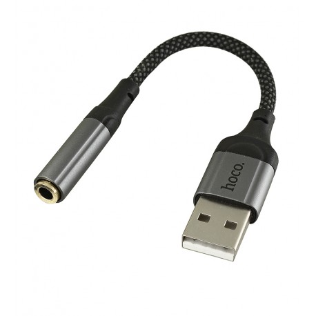 Адаптер перехідник Hoco LS36, USB to Jack 3.5 (F) чорний