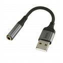 Адаптер перехідник Hoco LS36, USB to Jack 3.5 (F) чорний