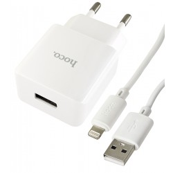 Зарядний пристрій Hoco C106A 1USB, 2,1A + кабель Lightning - USB, білий Зарядний пристрій Hoco C106A 1USB, 2,1A + кабель Lightning - USB, білий