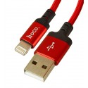 Кабель Lightning - USB, Hoco X14 Times speed, для Apple iPhone 5/6/7, круглый, 2 метр, в тканевой оплетке, красный