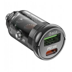 Автомобильное зарядное устройство Hoco Z53A , Type-C PD30W+USB QC3.0, прозрачно черный Автомобильное зарядное устройство Hoco Z53A , Type-C PD30W+USB QC3.0, прозрачно черный
