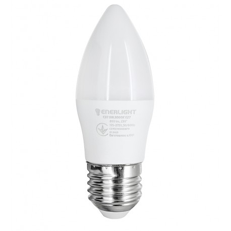 Лампа светодиодная Enerlight LED C37, E27, 9W, 3000K