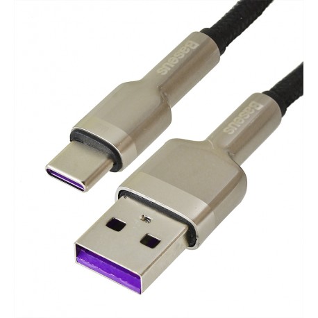 Кабель Type-C - USB, Baseus Cafule Metal, 66 Вт, 0.25 метра, чорний (CAKF000001)