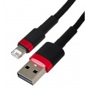 Кабель Lightning - USB, Baseus Cafule (односторонний USB), 2.4A, 1 метр, красный провод CALKLF-B09