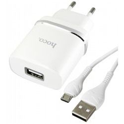 Зарядное устройство Hoco N1, 2,4А, с кабелем USB to Micro-USB, белое Зарядное устройство Hoco N1, 2,4А, с кабелем USB to Micro-USB, белое