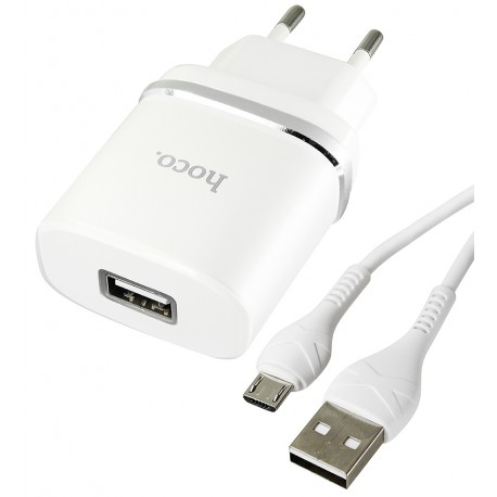 Зарядное устройство Hoco N1, 2,4А, с кабелем USB to Micro-USB, белое