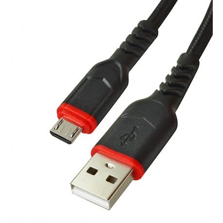 Кабель Micro-USB - USB, Hoco X59, в тканевой оплетке, 1 метр, 2,4А, черный