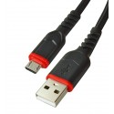 Кабель Micro-USB - USB, Hoco X59, в тканевой оплетке, 1 метр, 2,4А, черный