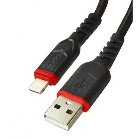 Кабель Lightning - USB, Hoco X59, в тканевой оплетке, 1 метр, 2,4А, черный