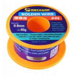 Припой Mechanic DS6, Sn 60%, Pb 40%, flux 1-3%, 0,8 мм, 40 г Припой Mechanic DS6, Sn 60%, Pb 40%, flux 1-3%, 0,8 мм, 40 г