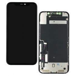 Дисплей для Apple iPhone 11, чорний, з рамкою, оригінал (переклеєне скло), з пластиками камери та давача наближення Дисплей для Apple iPhone 11, чорний, з рамкою, оригінал (переклеєне скло), з пластиками камери та давача наближення