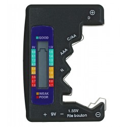 Тестер батарейок та акумуляторів з індикаторною шкалою (1.5V, 9V) Тестер батарейок та акумуляторів з індикаторною шкалою (1.5V, 9V)