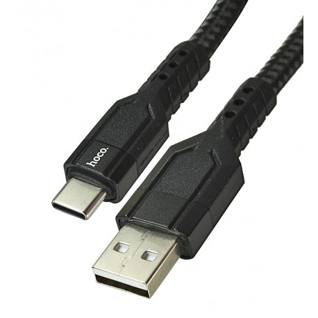 Кабель Type-C - USB, Hoco U110, у тканинному обплетенні, 1,2 метр, 3А, чорний