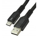 Кабель Type-C - USB, Hoco U110, у тканинному обплетенні, 1,2 метр, 3А, чорний