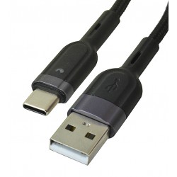 Кабель Type-C - USB, Hoco U117, в тканевой оплетке, с индикатором, 1,2 метр, 3А, черный Кабель Type-C - USB, Hoco U117, в тканевой оплетке, с индикатором, 1,2 метр, 3А, черный