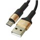 Кабель Micro-USB - USB, Hoco X26, круглый, 1 метр, 2,4А, в тканевой оплетке, black - gold