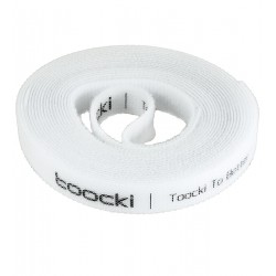 Стяжка липучка для проводів Toocki, 10 мм x 3 м, біла