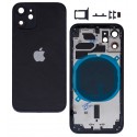 Корпус для Apple iPhone 12 mini, чорний, с держателем SIM карты, с боковыми кнопками