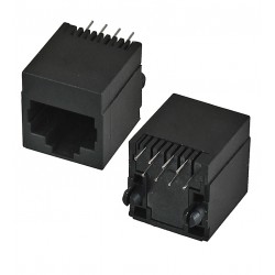Гнездо 8p8c RJ45 на плату прямое черное Гнездо 8p8c RJ45 на плату прямое черное