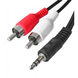 Кабель аудіо штекер 3,5стерео- 2шт.RCA, діам.-2,6х5,2мм, 1,2м, чорний Кабель аудіо штекер 3,5стерео- 2шт.RCA, діам.-2,6х5,2мм, 1,2м, чорний