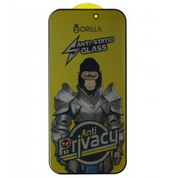 Защитное стекло для Apple iPhone 14 Pro, iPhone 15, iPhone 16, Full Glue, Anti-Static Privacy, 0.3 мм, чёрное