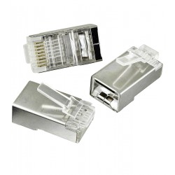 Штекер 8р8с (RJ-45) cat.-6E, экранированный, отверстие насквозь Штекер 8р8с (RJ-45) cat.-6E, экранированный, отверстие насквозь