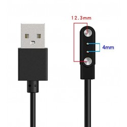 Кабель зарядки для смарт-годинника універсальний, магнітний, 2 pin, 4 x 12,3 мм, білий Кабель зарядки для смарт-годинника універсальний, магнітний, 2 pin, 4 x 12,3 мм, білий