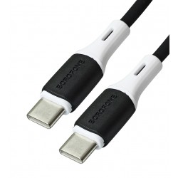 Кабель Type-C - Type-C, Borofone BX79, 1 м, PD 60W, 3А, силіконовий, чорний Кабель Type-C - Type-C, Borofone BX79, 1 м, PD 60W, 3А, силіконовий, чорний