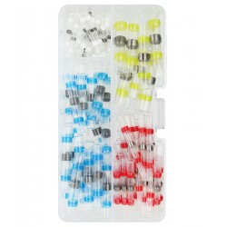 Термоусадочные гильзы с припоем и клеем, набор 100 шт, в пластиковом боксе