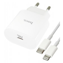 Зарядное устройство Hoco C94A Type-C PD 20W + кабель Type-C - Lightning, белый Зарядное устройство Hoco C94A Type-C PD 20W + кабель Type-C - Lightning, белый