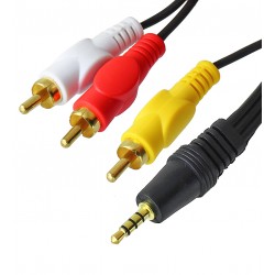 Кабель аудіо штекер 3,5мм 4C- 3шт.RCA, gold, 1,2м, чорний Кабель аудіо штекер 3,5мм 4C- 3шт.RCA, gold, 1,2м, чорний