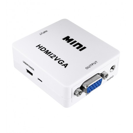 Переходник конвертер MINI, HDMI в VGA (гн.HDMI (IN)- VGA (OUT)), белый