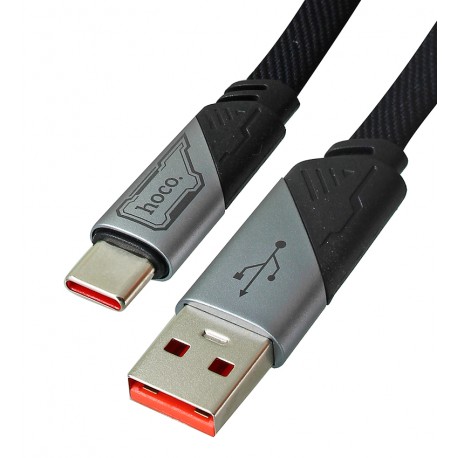 Кабель Type-C - USB, Hoco U119, 5A, 1,2 метр, в тканевой оплетке, черный