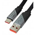 Кабель Type-C - USB, Hoco U119, 5A, 1,2 метр, в тканевой оплетке, черный