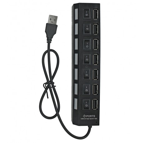 USB-хаб на 7 USB 2.0, з вимикачем і підсвічуванням USB-Hub