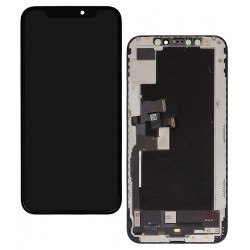 Дисплей для Apple iPhone XS, чорний, з рамкою, оригінал (переклеєне скло), з пластиками камери та давача наближення Дисплей для Apple iPhone XS, чорний, з рамкою, оригінал (переклеєне скло), з пластиками камери та давача наближення