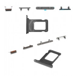 Пластик боковых кнопок корпуса iPhone XS Max, полный комплект, с держателем SIM карты, черный, single SIM Пластик боковых кнопок корпуса iPhone XS Max, полный комплект, с держателем SIM карты, черный, single SIM