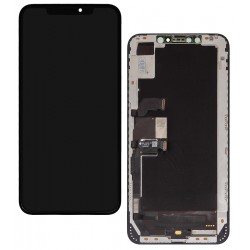 Дисплей для Apple iPhone XS Max, чорний, з рамкою, оригінал (переклеєне скло), з пластиками камери та давача наближення Дисплей для Apple iPhone XS Max, чорний, з рамкою, оригінал (переклеєне скло), з пластиками камери та давача наближення