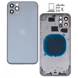 Корпус для iPhone 11 Pro Max, сріблястий колір, з тримачем SIM-карти, з бічними кнопками Корпус для iPhone 11 Pro Max, сріблястий колір, з тримачем SIM-карти, з бічними кнопками