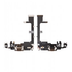 Шлейф для Apple iPhone 11 Pro, конектора зарядки, конектора гарнітури, золотистий, з мікрофоном, China quality