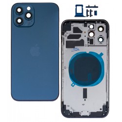 Корпус для Apple iPhone 12 Pro Max, синий, с держателем SIM-карты, с боковыми кнопками, High quality, Pacific Blue Корпус для Apple iPhone 12 Pro Max, синий, с держателем SIM-карты, с боковыми кнопками, High quality, Pacific Blue