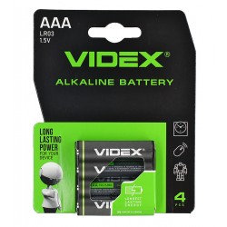 Батарейка Videx Alcaline, LR03, AAA, по 4 шт, блістер Батарейка Videx Alcaline, LR03, AAA, по 4 шт, блістер
