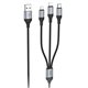 Кабель Hoco X102 3в1 (USB to Lightning/ Type-C/ MicroUSB), в тканевой оплетке, 1 метр, 2,4А, черный