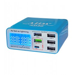 Зарядная станция Aida AD30 на 5 USB портов, 1 Type-C, Fast Charge, 40W
