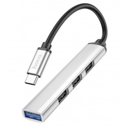 Type-C-хаб HOCO HB26 1USB 3.0 (F), 3USB 2.0 (F), сріблястий