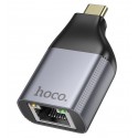 Адаптер переходник Hoco UA35 Type-C - RJ45, metal grey