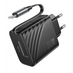 Зарядное устройство Hoco N58, Type-C PD 30W, с Type-C кабелем, черное Зарядное устройство Hoco N58, Type-C PD 30W, с Type-C кабелем, черное